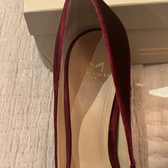 Marc Fisher Deep Red Velvet Heels - Picture 2 of 7